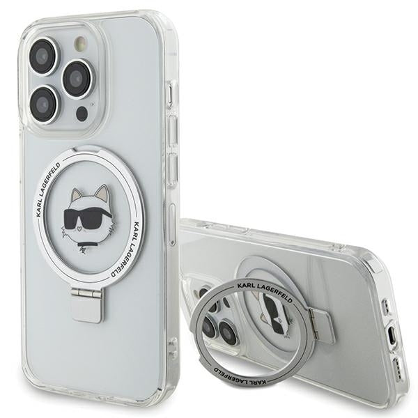 Futrola MagSafe za Apple iPhone 15 Pro, Karl Lagerfeld, Ring Stand Choupette's Head, Bela