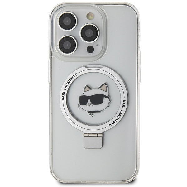 Futrola MagSafe za Apple iPhone 15 Pro, Karl Lagerfeld, Ring Stand Choupette's Head, Bela