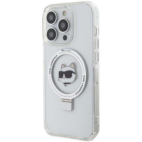 Futrola MagSafe za Apple iPhone 15 Pro, Karl Lagerfeld, Ring Stand Choupette's Head, Bela