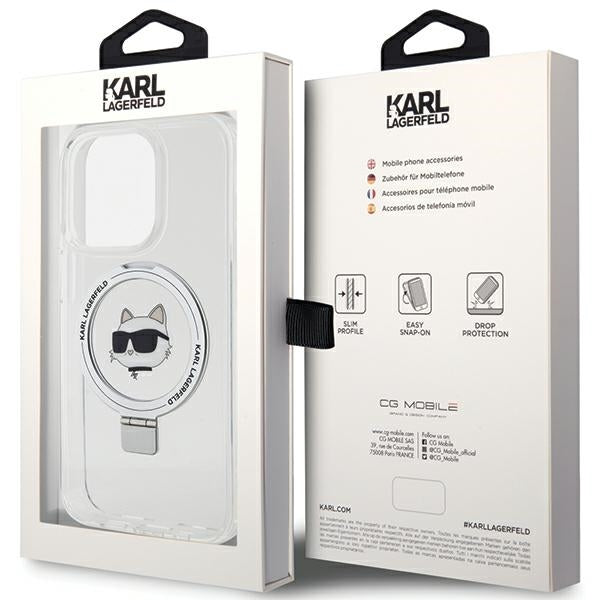 Futrola MagSafe za Apple iPhone 15 Pro, Karl Lagerfeld, Ring Stand Choupette's Head, Bela