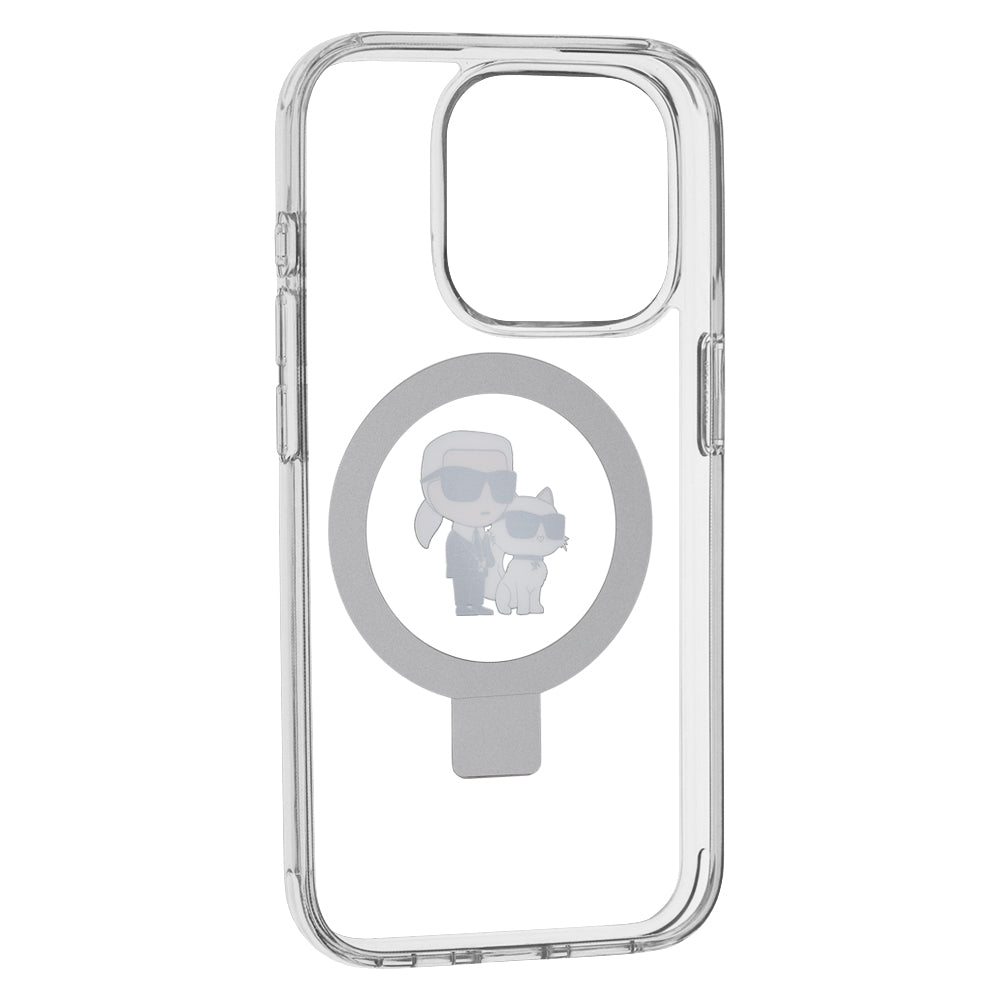 Futrola MagSafe za Apple iPhone 15 Pro, Karl Lagerfeld, Ring Stand Karl & Choupette, Bela