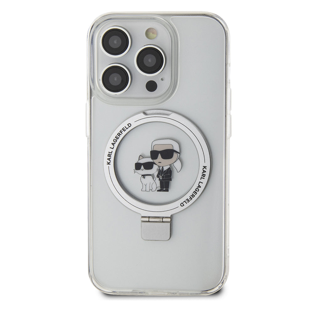 Futrola MagSafe za Apple iPhone 15 Pro, Karl Lagerfeld, Ring Stand Karl & Choupette, Bela