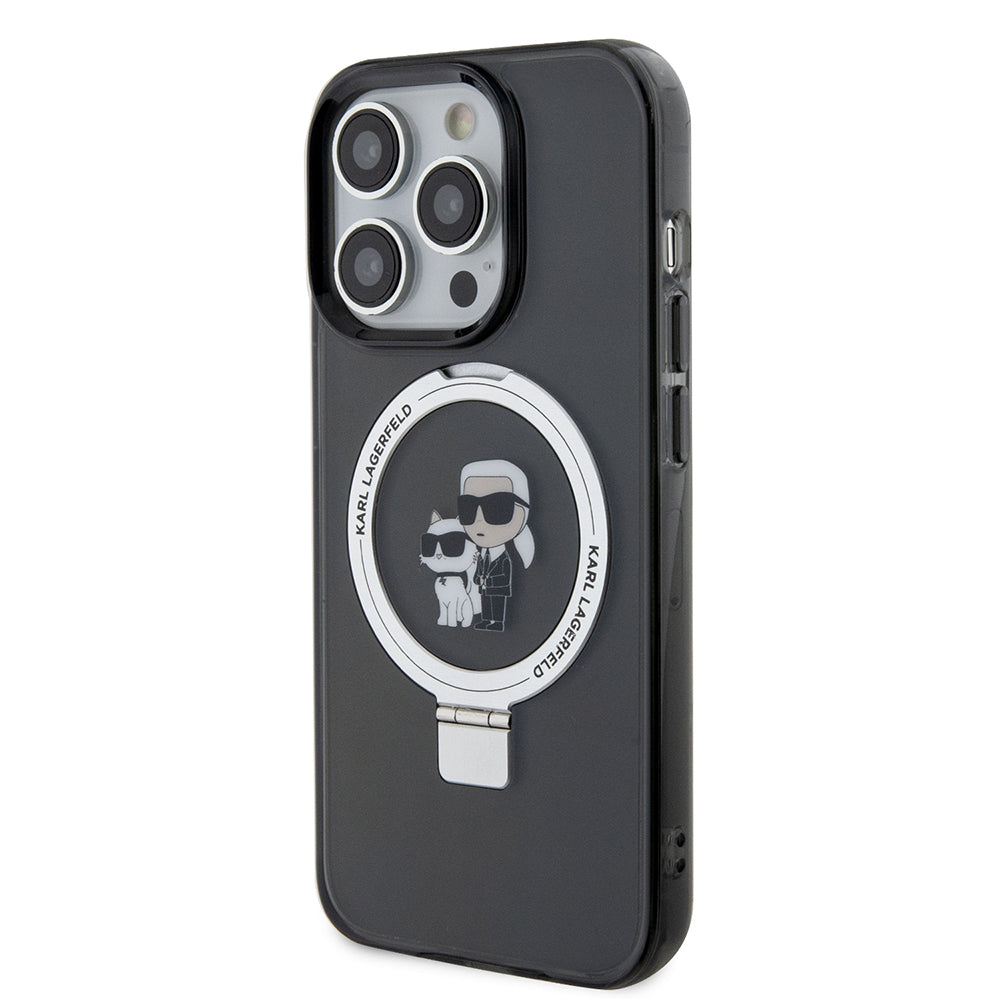 Futrola MagSafe za Apple iPhone 15 Pro, Karl Lagerfeld, Ring Stand Karl & Choupette, Crna