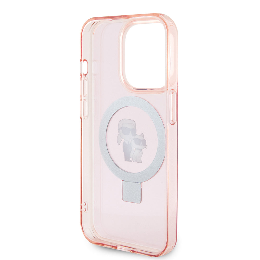 Futrola MagSafe za Apple iPhone 15 Pro, Karl Lagerfeld, Ring Stand Karl & Choupette, Roze
