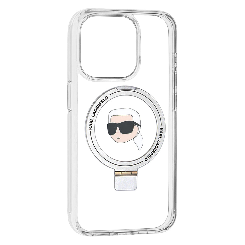 Futrola MagSafe za Apple iPhone 15 Pro, Karl Lagerfeld, Ring Stand Karl's Head, Bela