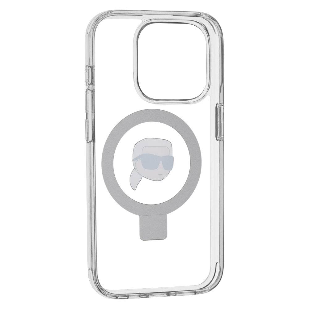 Futrola MagSafe za Apple iPhone 15 Pro, Karl Lagerfeld, Ring Stand Karl's Head, Bela