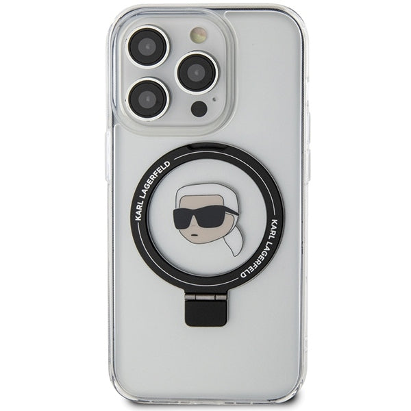 Futrola MagSafe za Apple iPhone 15 Pro, Karl Lagerfeld, Ring Stand Karl's Head, Bela