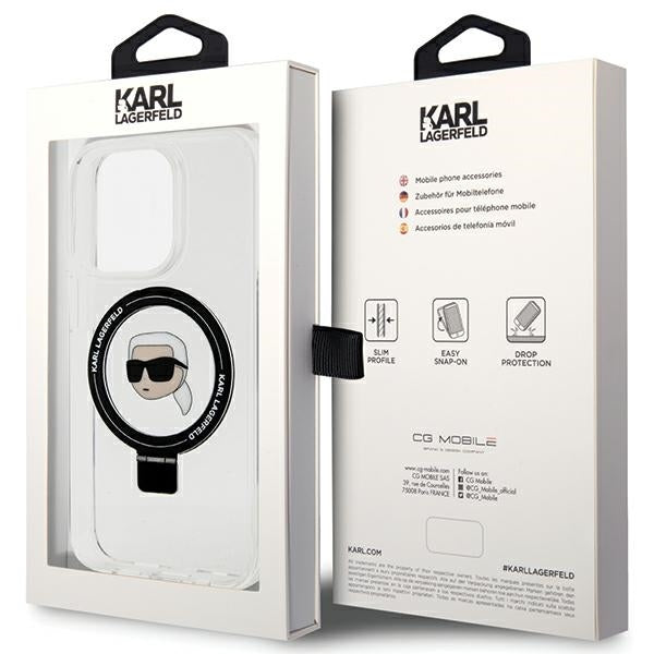 Futrola MagSafe za Apple iPhone 15 Pro, Karl Lagerfeld, Ring Stand Karl's Head, Bela