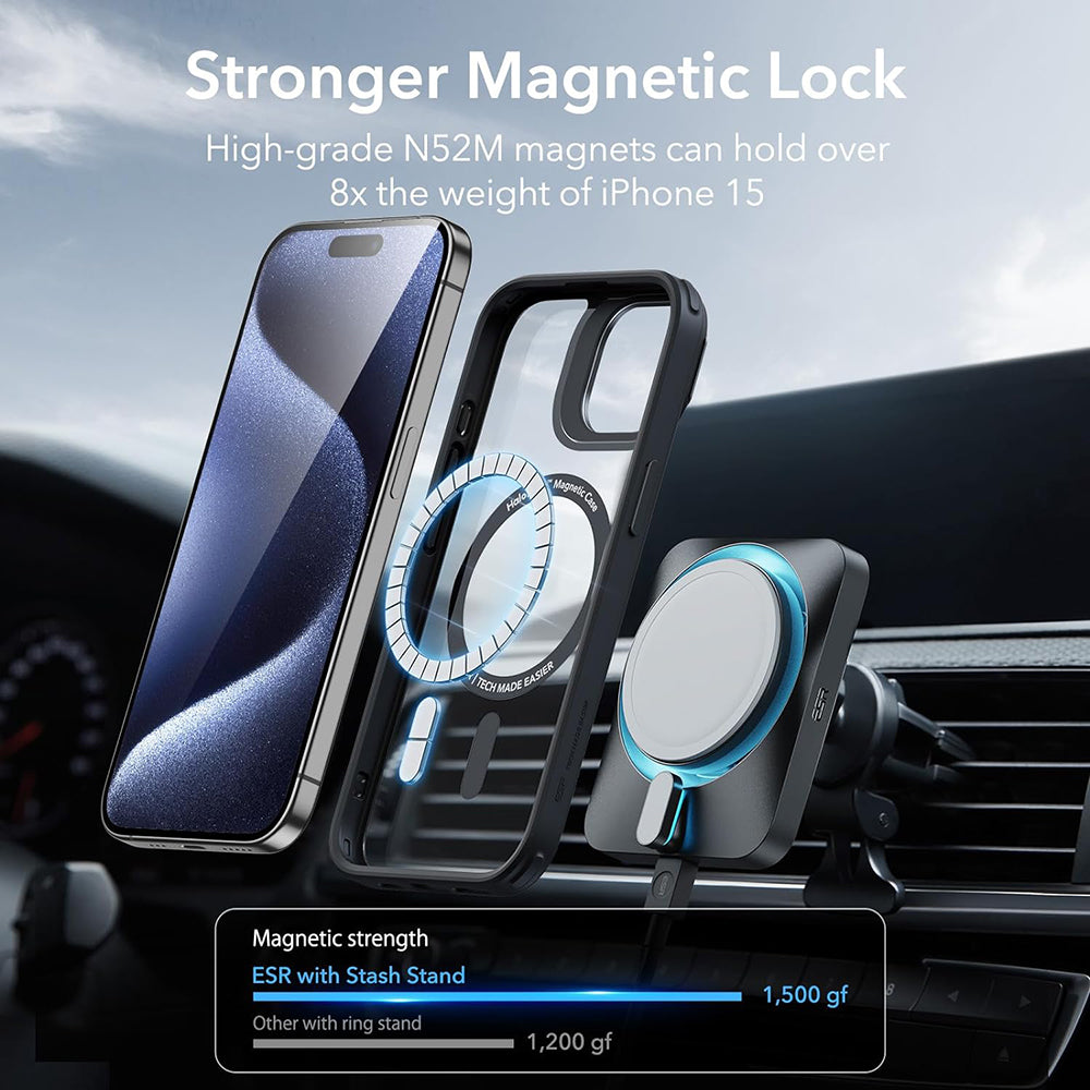 Husa MagSafe za Apple iPhone 15 Pro Max, ESR, Classic Hybrid Kickstand, Crno Providna