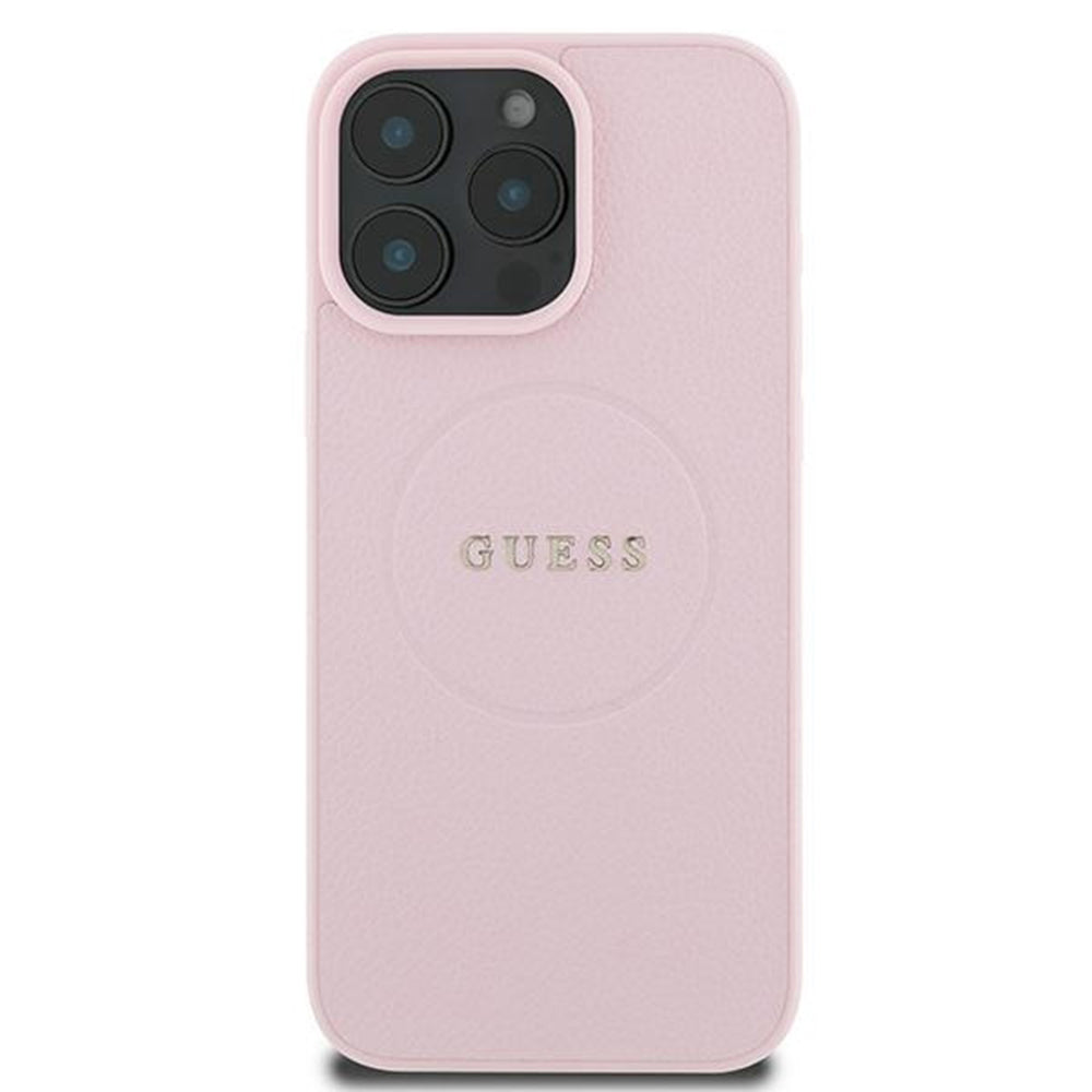 Futrola MagSafe za Apple iPhone 15 Pro Max, Guess, Grained Gold Ring, Roze