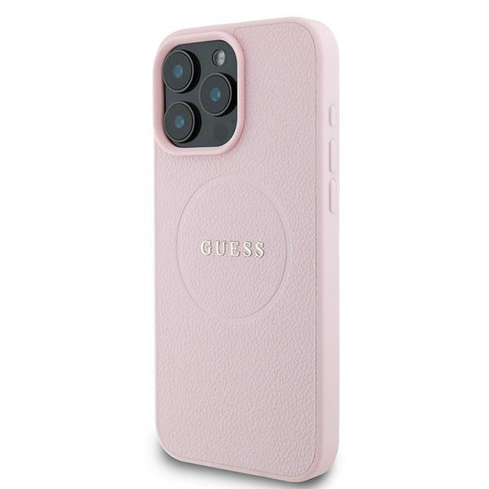 Futrola MagSafe za Apple iPhone 15 Pro Max, Guess, Grained Gold Ring, Roze