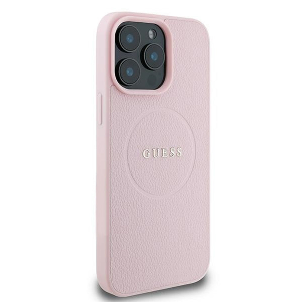 Futrola MagSafe za Apple iPhone 15 Pro Max, Guess, Grained Gold Ring, Roze