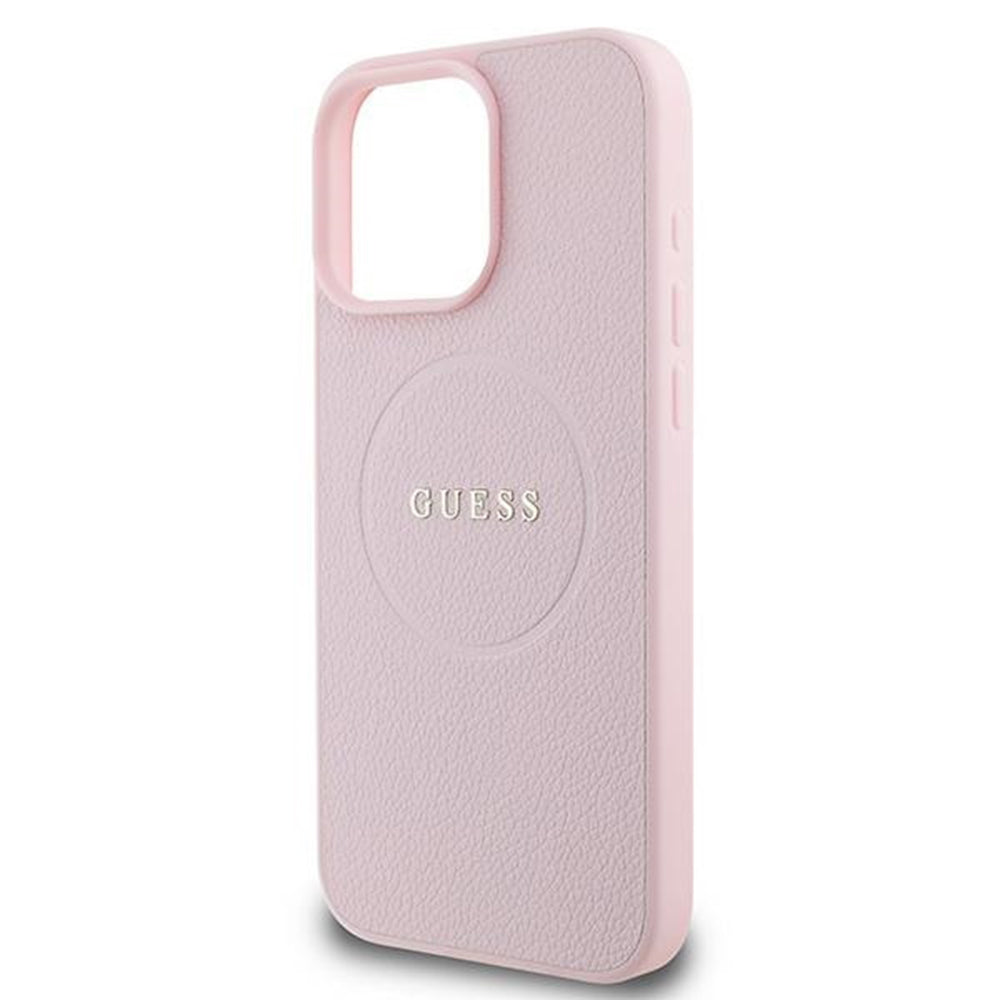 Futrola MagSafe za Apple iPhone 15 Pro Max, Guess, Grained Gold Ring, Roze