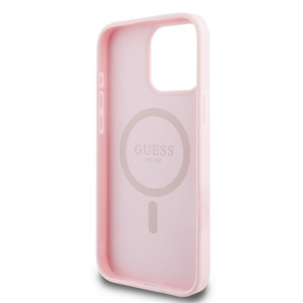 Futrola MagSafe za Apple iPhone 15 Pro Max, Guess, Grained Gold Ring, Roze