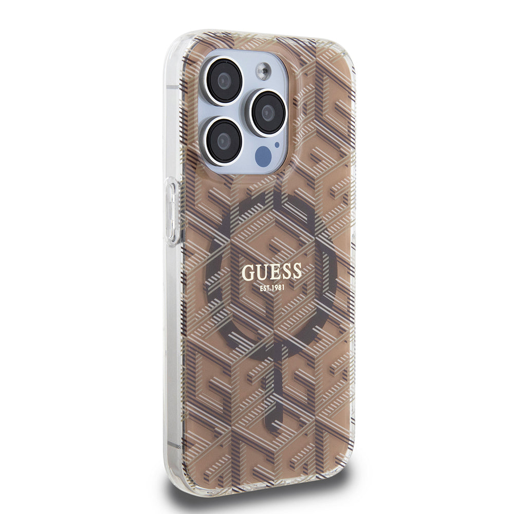 Futrola MagSafe za Apple iPhone 15 Pro Max, Guess, IML Gcube, Braon