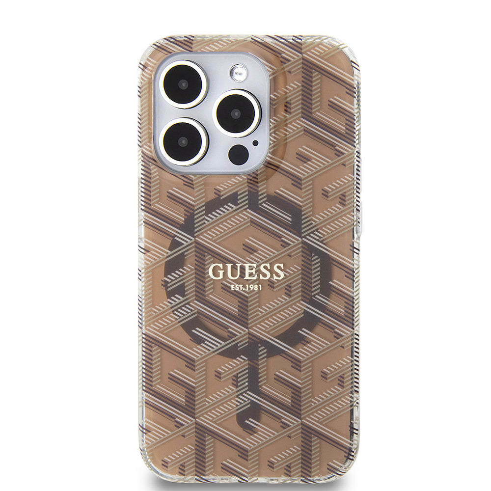 Futrola MagSafe za Apple iPhone 15 Pro Max, Guess, IML Gcube, Braon