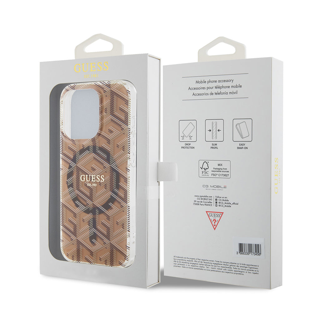 Futrola MagSafe za Apple iPhone 15 Pro Max, Guess, IML Gcube, Braon
