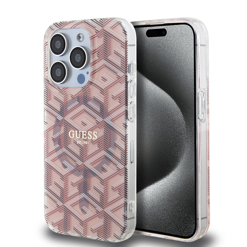 Futrola MagSafe za Apple iPhone 15 Pro Max, Guess, IML Gcube, Roze