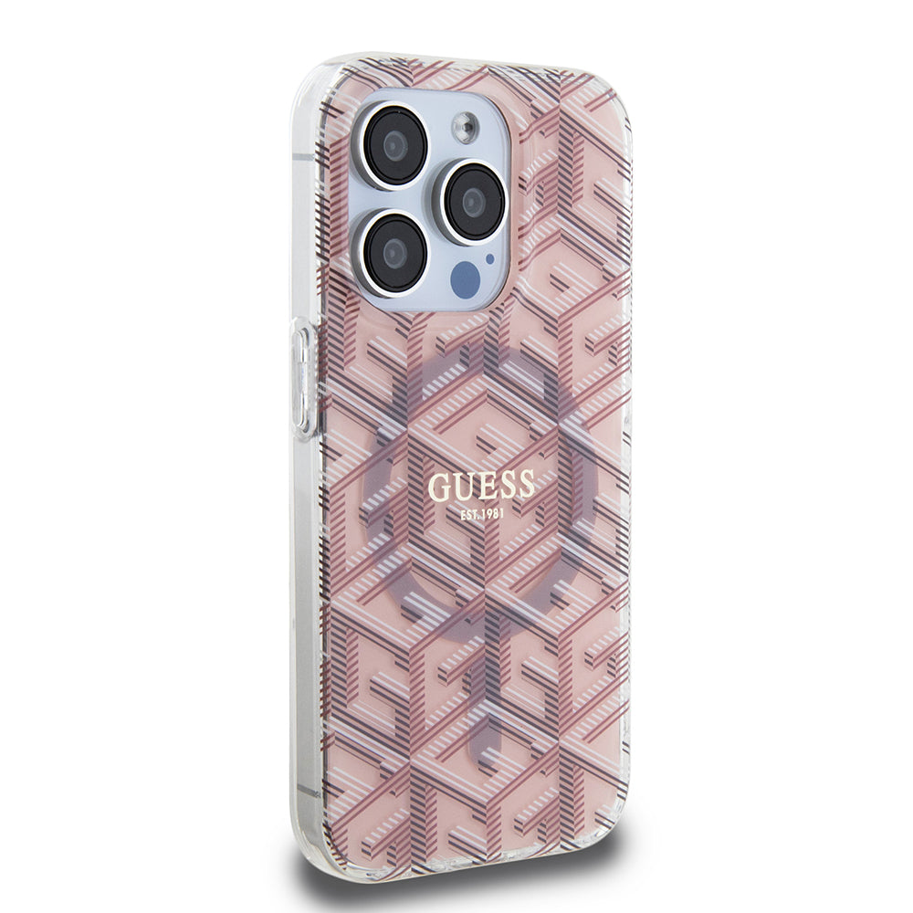 Futrola MagSafe za Apple iPhone 15 Pro Max, Guess, IML Gcube, Roze