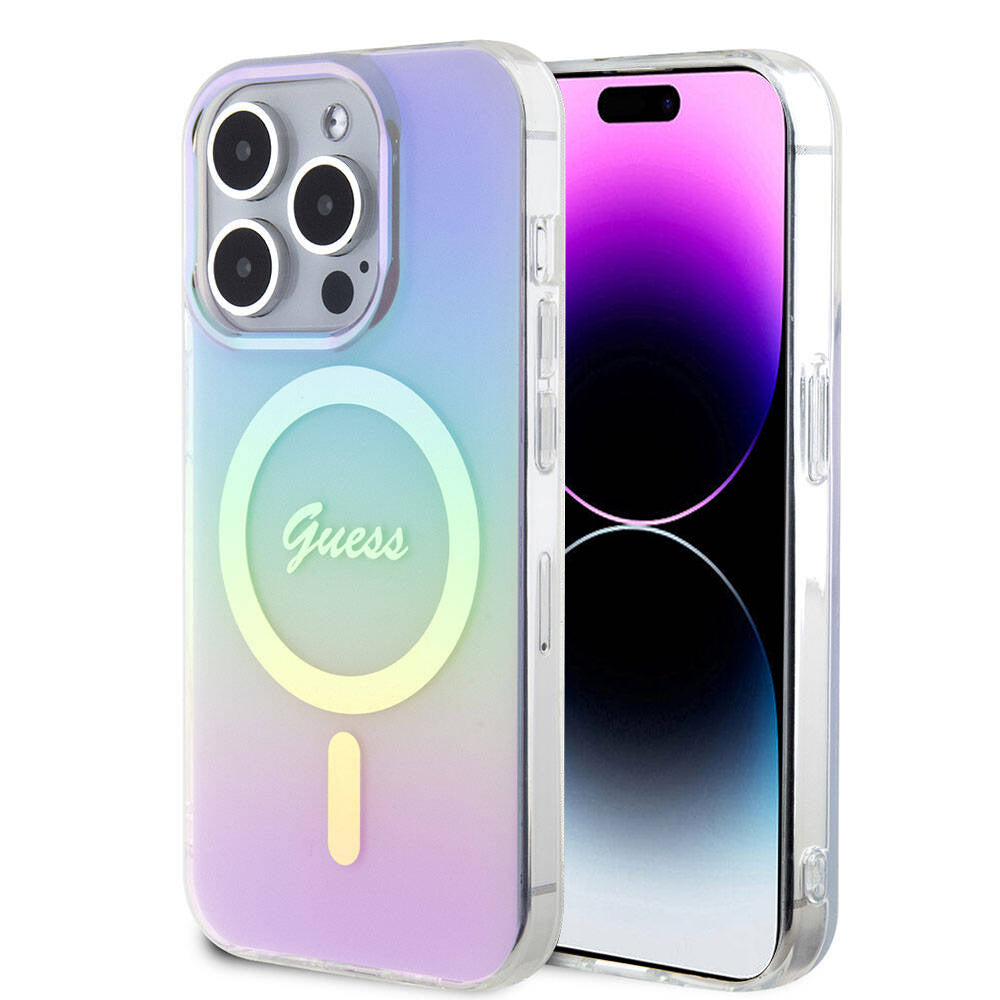 Futrola MagSafe za Apple iPhone 15 Pro Max, Guess, IML Iridescent, Ljubičasta