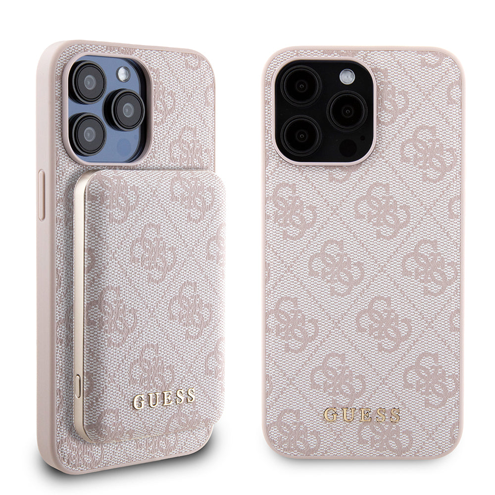 Futrola MagSafe za Apple iPhone 15 Pro Max, Guess, Powerbank 4G Metal Logo, Roze