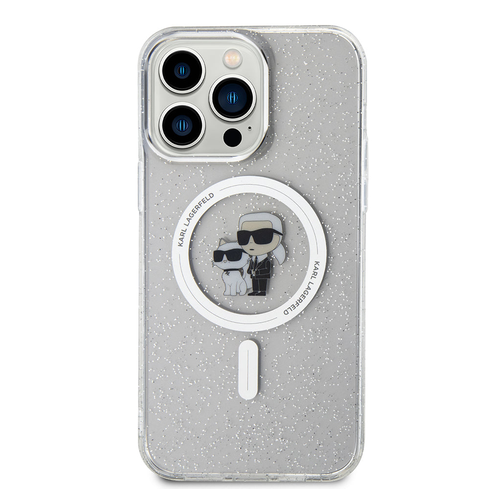 Husa MagSafe za Apple iPhone 15 Pro Max, Karl Lagerfeld, Glitter, Transparentna