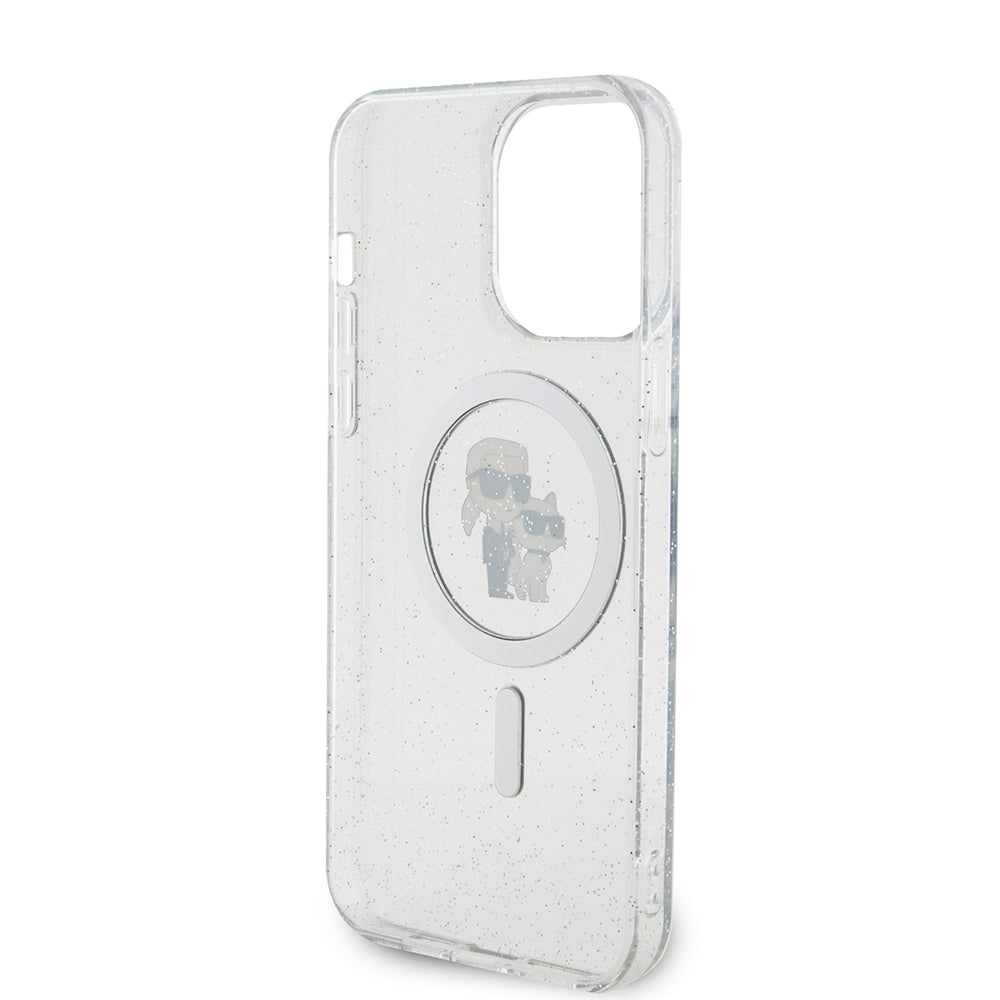 Husa MagSafe za Apple iPhone 15 Pro Max, Karl Lagerfeld, Glitter, Transparentna