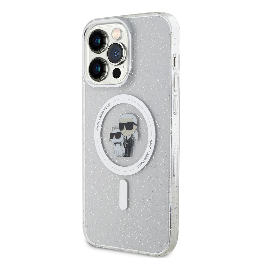 Husa MagSafe za Apple iPhone 15 Pro Max, Karl Lagerfeld, Glitter, Transparentna