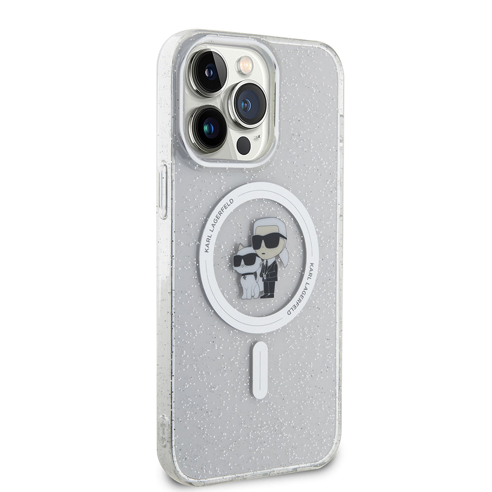 Husa MagSafe za Apple iPhone 15 Pro Max, Karl Lagerfeld, Glitter, Transparentna