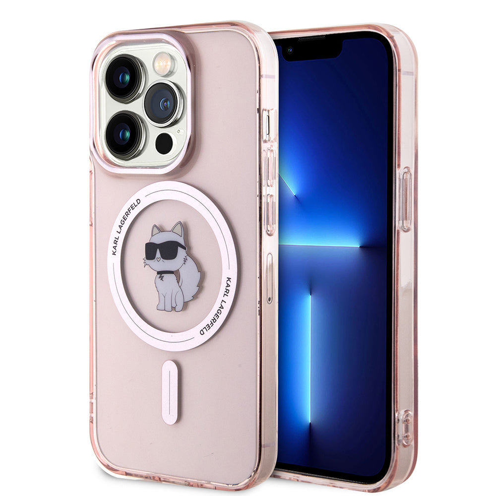 Futrola MagSafe za Apple iPhone 15 Pro Max, Karl Lagerfeld, IML Choupette, Roze