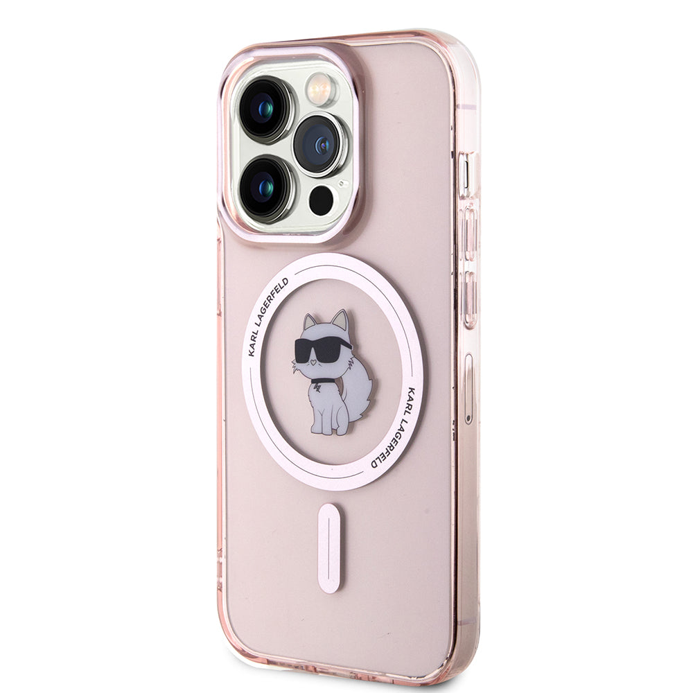 Futrola MagSafe za Apple iPhone 15 Pro Max, Karl Lagerfeld, IML Choupette, Roze