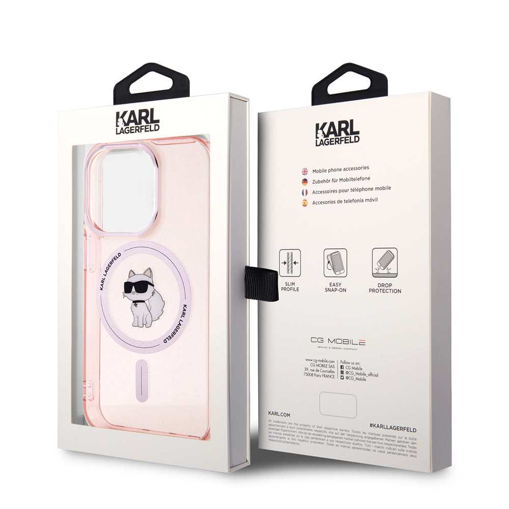 Futrola MagSafe za Apple iPhone 15 Pro Max, Karl Lagerfeld, IML Choupette, Roze