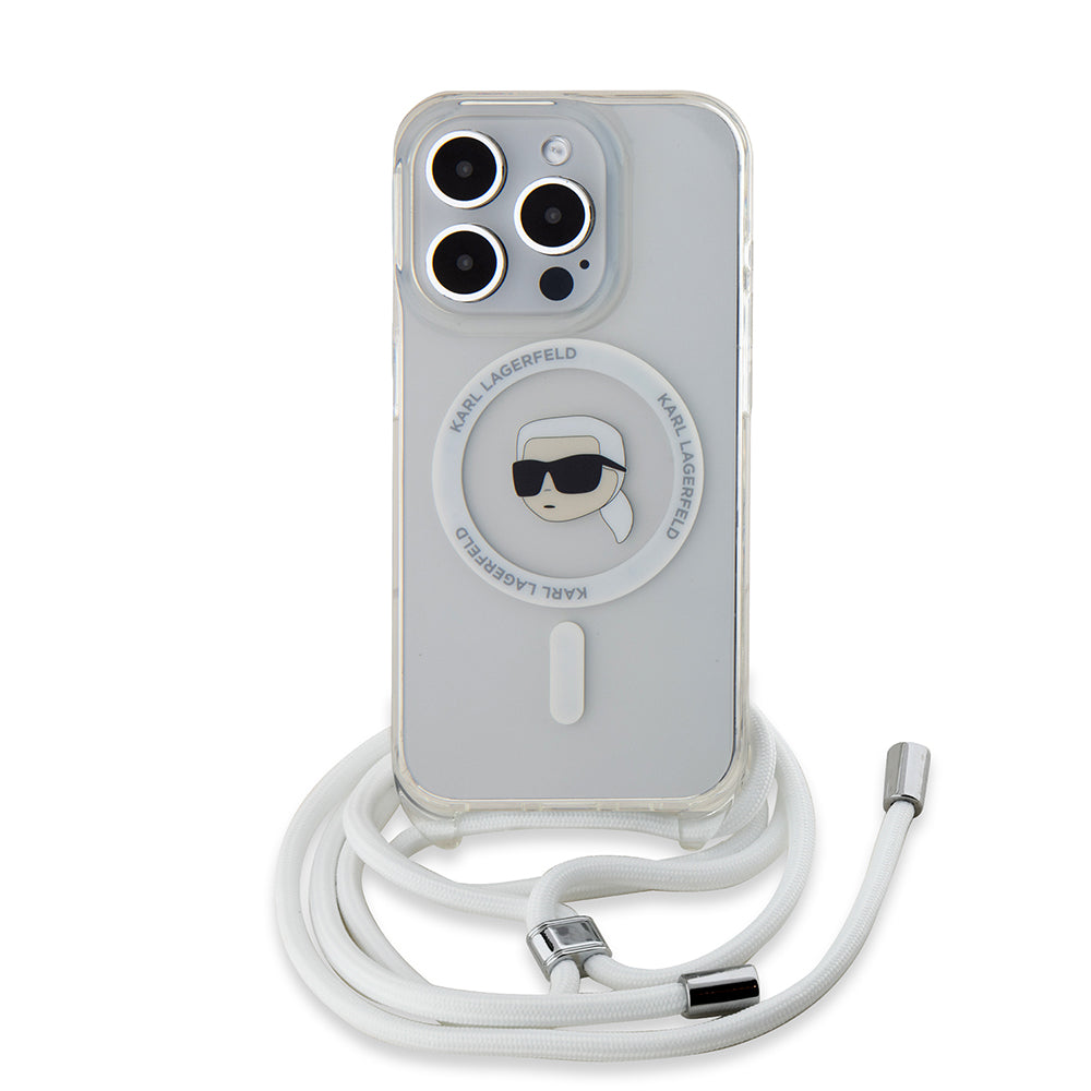 Futrola MagSafe za Apple iPhone 15 Pro Max, Karl Lagerfeld, IML Crossbody Karl's Head, Transparentna