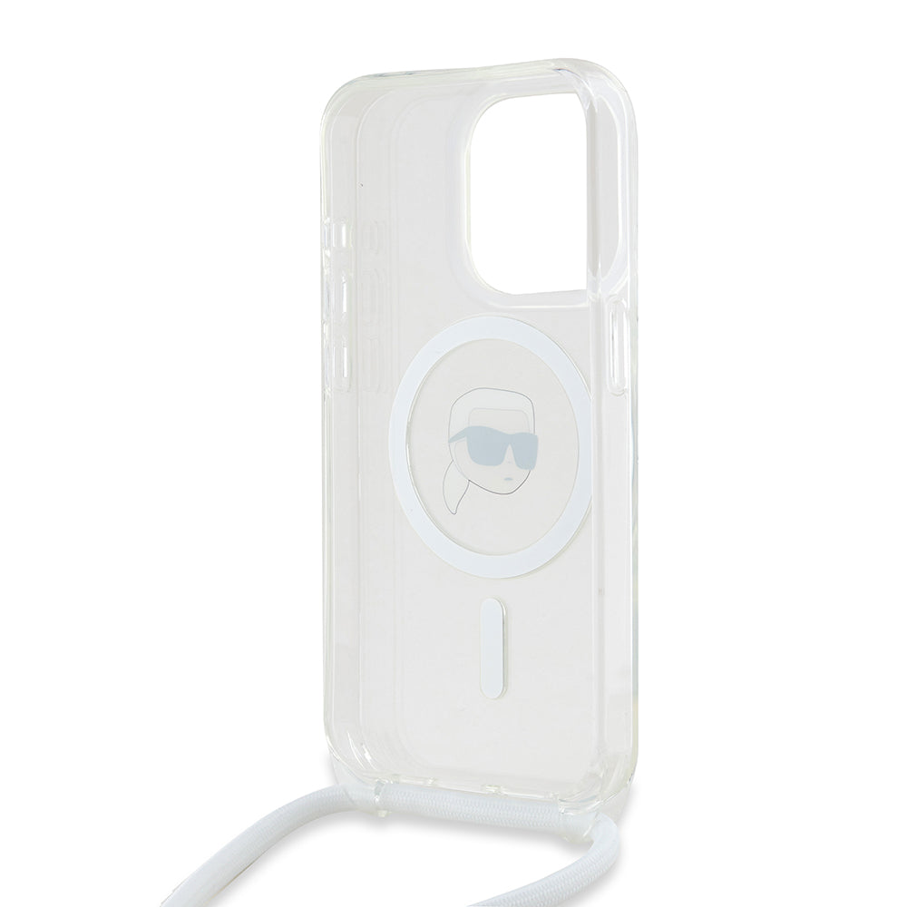 Futrola MagSafe za Apple iPhone 15 Pro Max, Karl Lagerfeld, IML Crossbody Karl's Head, Transparentna