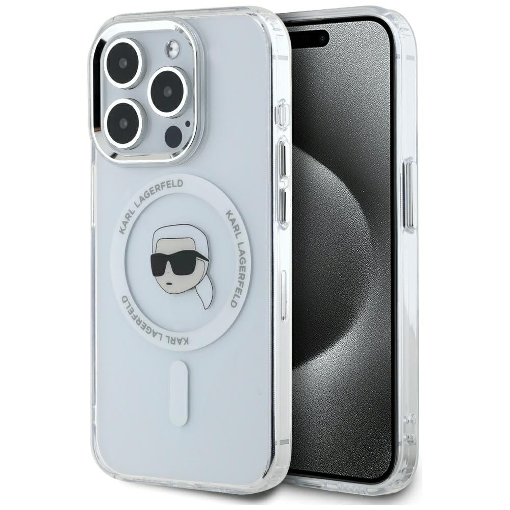 Futrola MagSafe za Apple iPhone 15 Pro Max, Karl Lagerfeld, IML Metal Karl's Head, Bela
