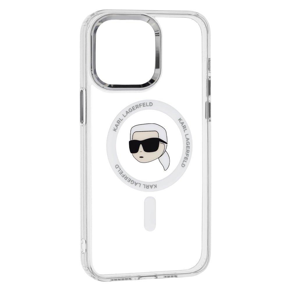 Futrola MagSafe za Apple iPhone 15 Pro Max, Karl Lagerfeld, IML Metal Karl's Head, Bela