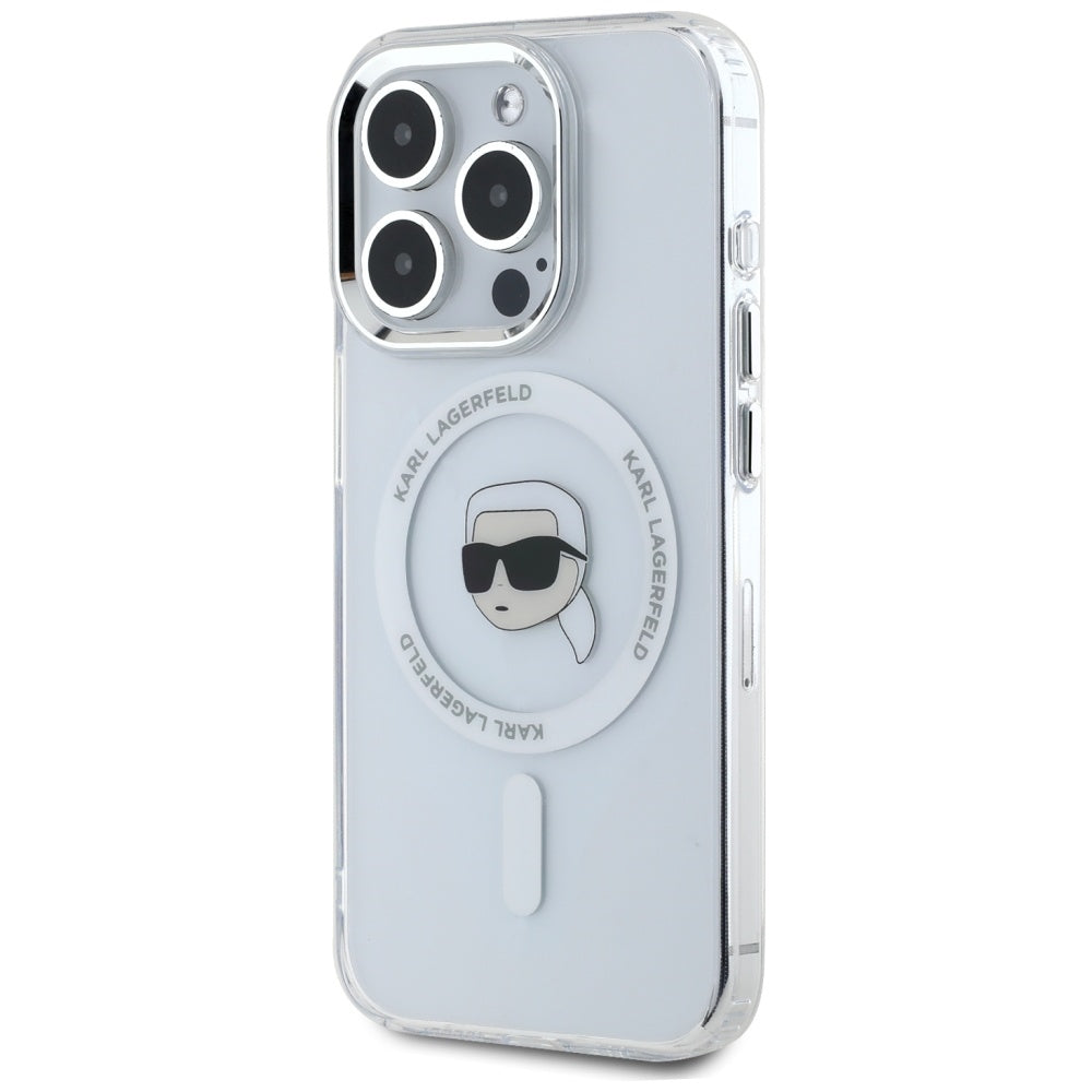 Futrola MagSafe za Apple iPhone 15 Pro Max, Karl Lagerfeld, IML Metal Karl's Head, Bela