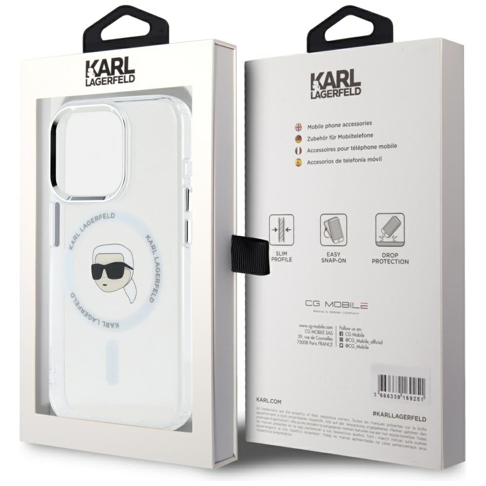 Futrola MagSafe za Apple iPhone 15 Pro Max, Karl Lagerfeld, IML Metal Karl's Head, Bela