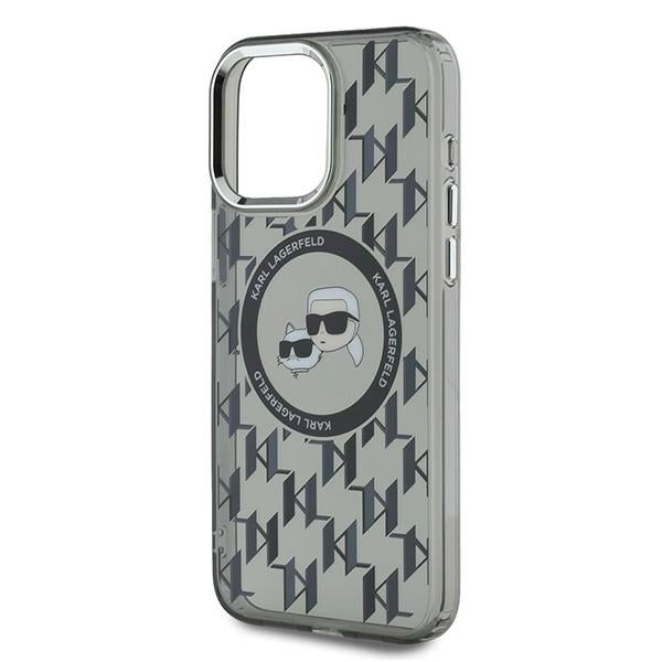 Futrola MagSafe za Apple iPhone 15 Pro Max, Karl Lagerfeld, IML Monogram Karl & Choupette's Heads, Crna