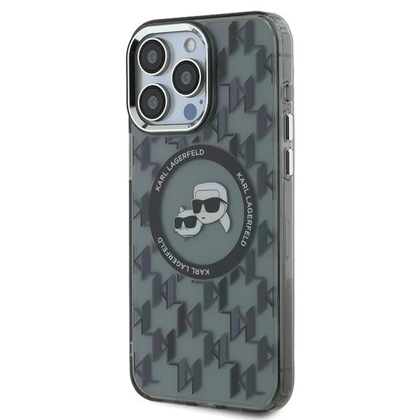 Futrola MagSafe za Apple iPhone 15 Pro Max, Karl Lagerfeld, IML Monogram Karl & Choupette's Heads, Crna