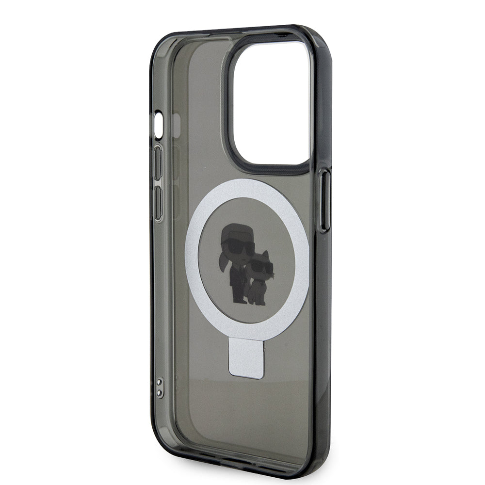 Futrola MagSafe za Apple iPhone 15 Pro Max, Karl Lagerfeld, Ring Stand Karl & Choupette, Crna