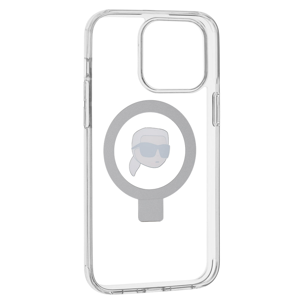 Futrola MagSafe za Apple iPhone 15 Pro Max, Karl Lagerfeld, Ring Stand Karl's Head, Bela