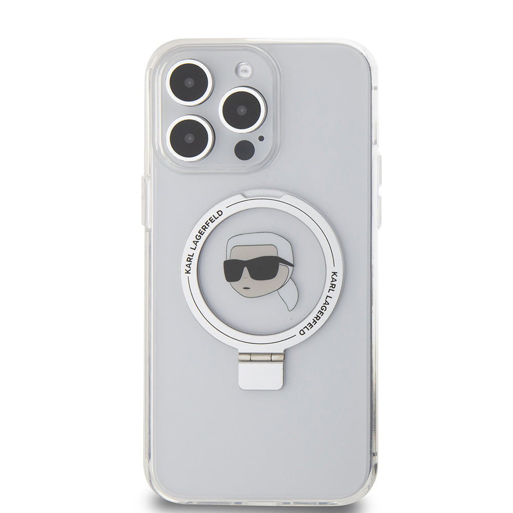 Futrola MagSafe za Apple iPhone 15 Pro Max, Karl Lagerfeld, Ring Stand Karl's Head, Bela