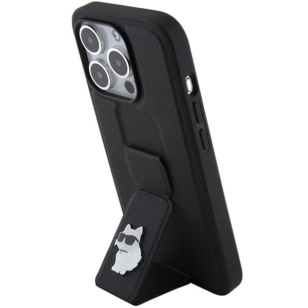 Futrola MagSafe za Apple iPhone 15 Pro Max, Karl Lagerfeld, Saffiano Gripstand Choupette, Crna