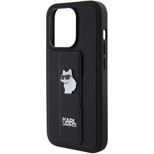 Futrola MagSafe za Apple iPhone 15 Pro Max, Karl Lagerfeld, Saffiano Gripstand Choupette, Crna