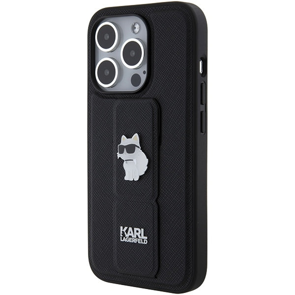 Futrola MagSafe za Apple iPhone 15 Pro Max, Karl Lagerfeld, Saffiano Gripstand Choupette, Crna