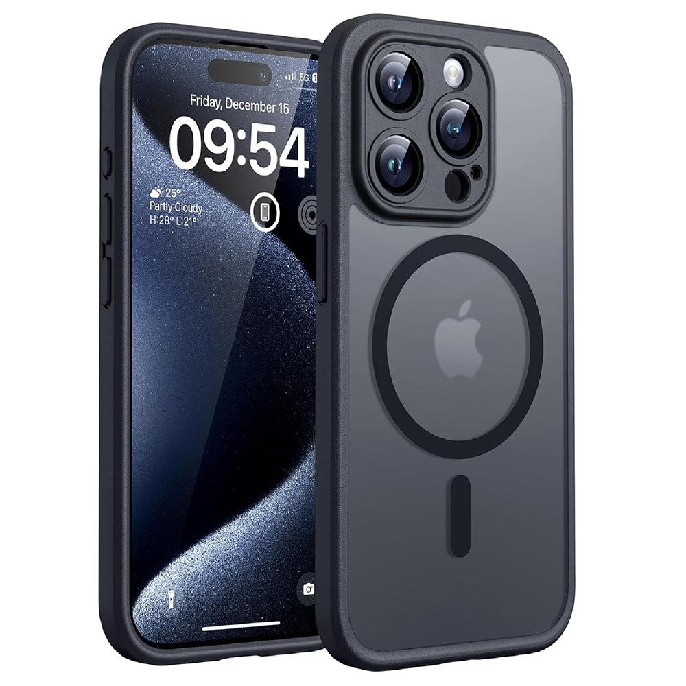 MagSafe futrola za Apple iPhone 15 Pro Max, Techsuit, PureFrost, Crna Satenska