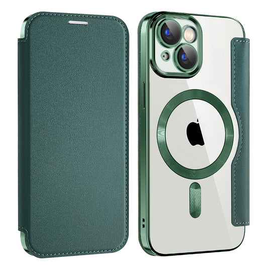 MagSafe futrola za Apple iPhone 15, Techsuit, SmartMag Book, Zelena