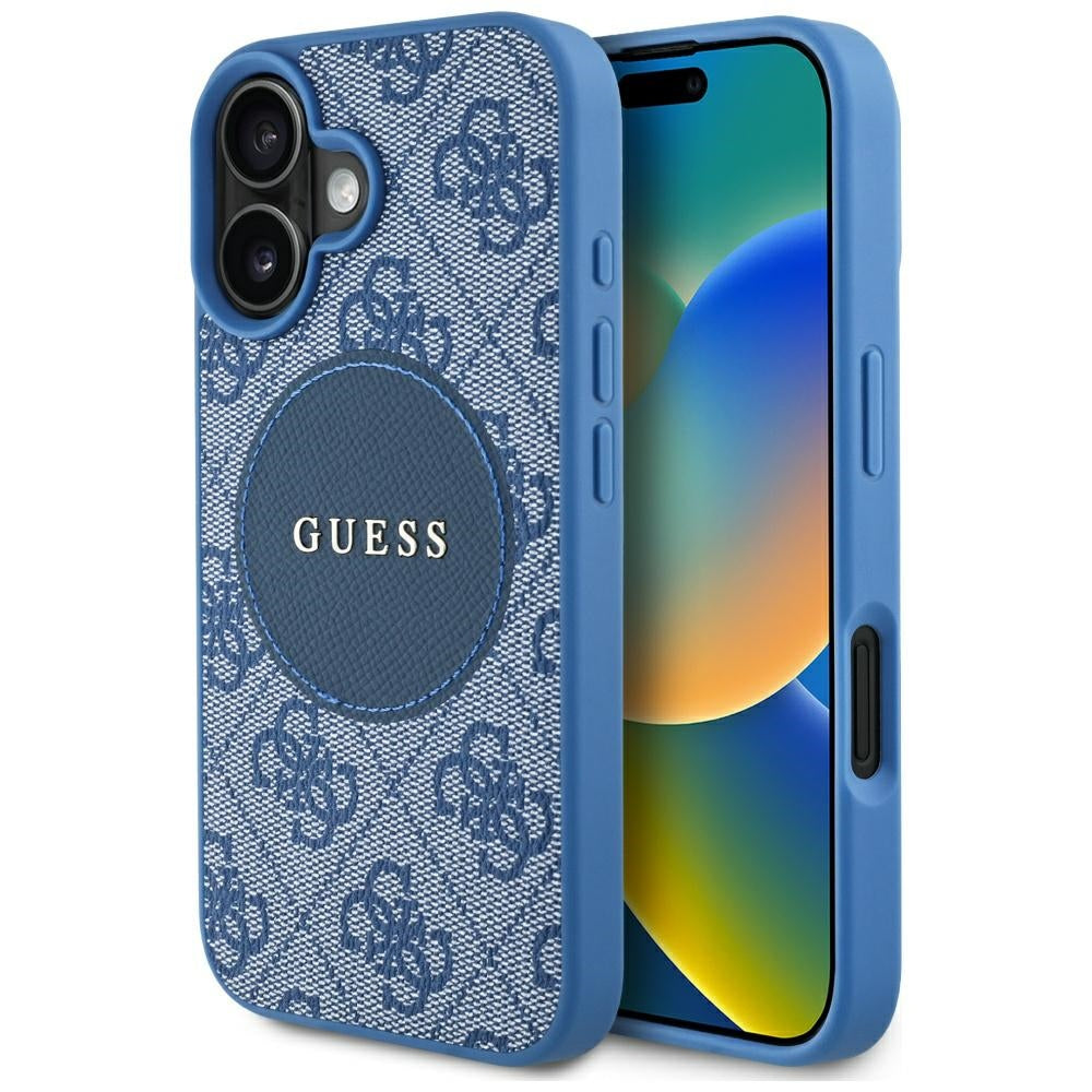 Futrola MagSafe za Apple iPhone 16, Guess, 4G Circle Classic Logo, Plava