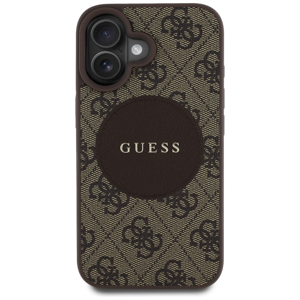 Futrola MagSafe za Apple iPhone 16, Guess, 4G Circle Classic Logo, Braon